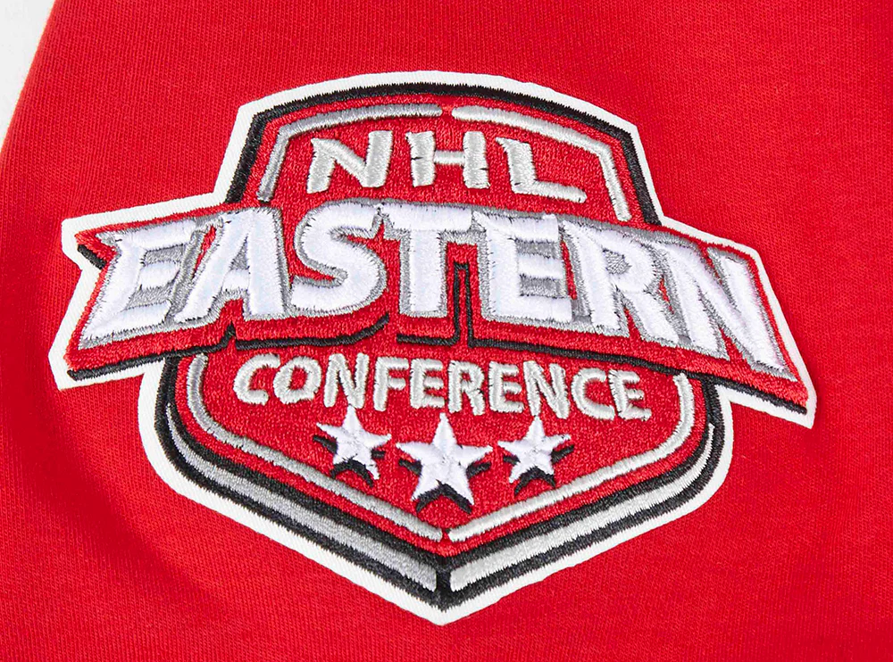 NHL DETROIT RED WINGS CLASSIC CHENILLE MEN'S DOUBLE KNIT SHORT SLEEVE PULLOVER HOODIE (RED/BLACK) - Image 7