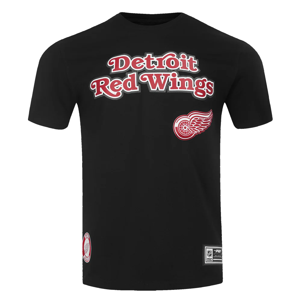 NHL DETROIT RED WINGS CLASSIC MEN'S MESH STRIPED TEE (BLACK/RED)