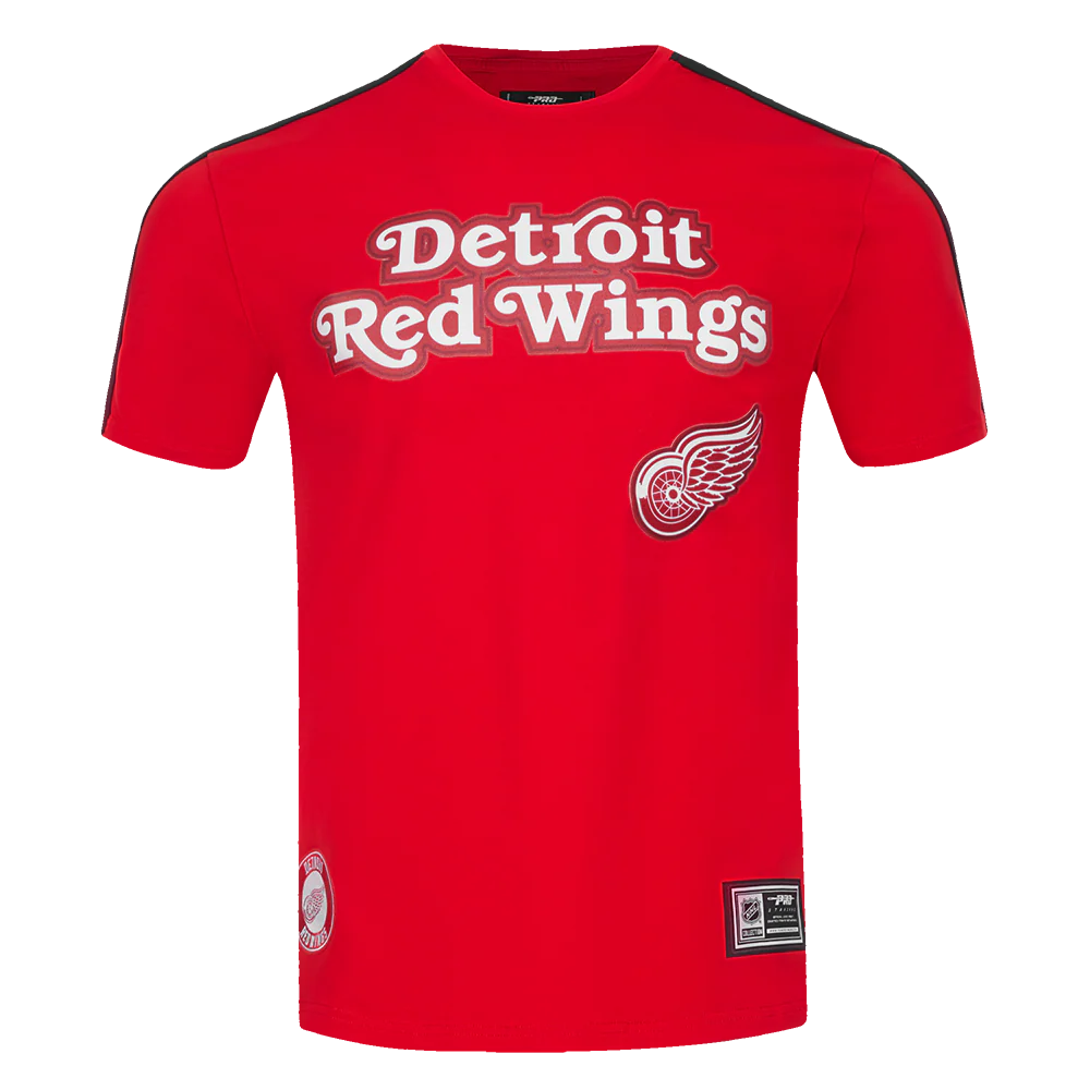 NHL DETROIT RED WINGS CLASSIC MEN'S MESH STRIPED TEE (RED/BLACK)