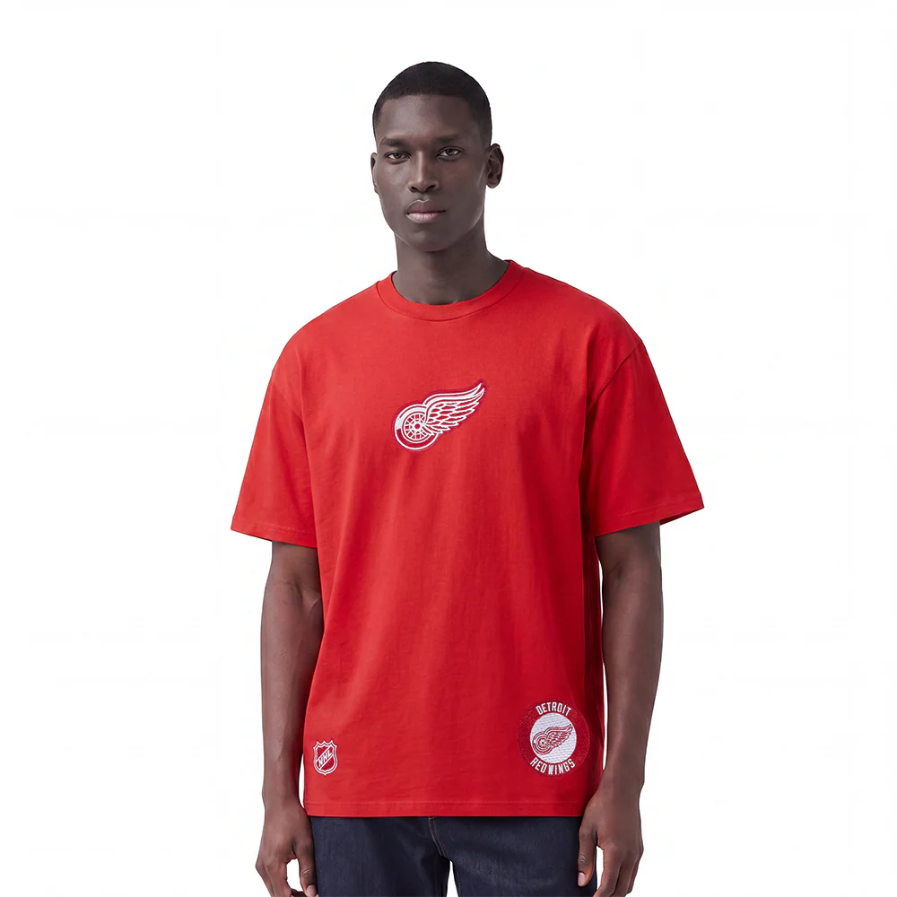 NHL DETROIT RED WINGS WINGSPAN MEN'S COTTON JERSEY DROP SHOULDER TEE (RED) - Image 2