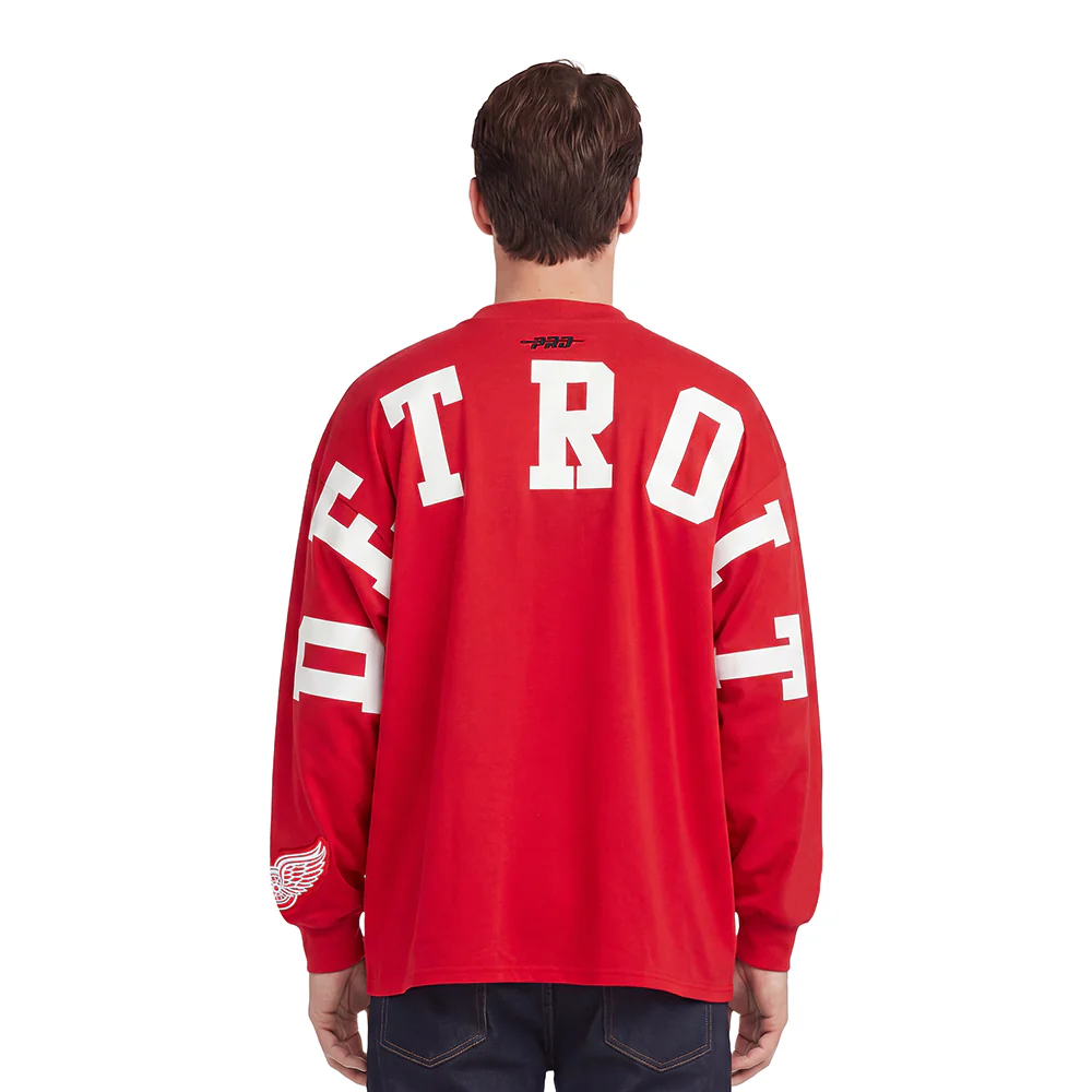 NHL DETROIT RED WINGS WINGSPAN MEN'S DROP SHOULDER LONG SLEEVE TEE (RED)