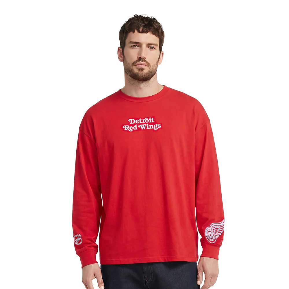 NHL DETROIT RED WINGS WINGSPAN MEN'S DROP SHOULDER LONG SLEEVE TEE (RED) - Image 2