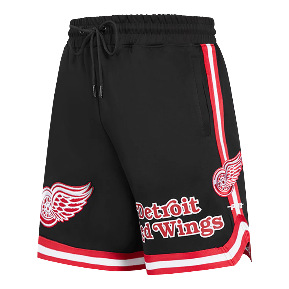 NHL DETROIT RED WINGS CLASSIC CHENILLE MEN'S ATHLETIC SHORT (BLACK/RED)