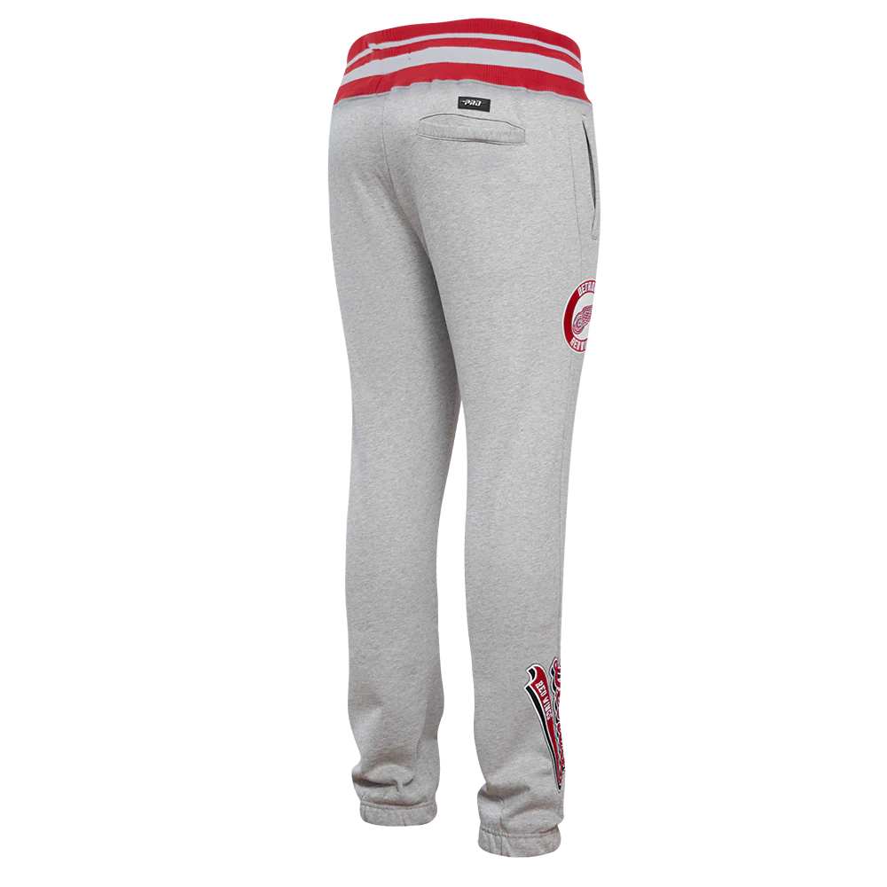 NHL DETROIT RED WINGS SCRIPT TAIL MEN'S RIB FLEECE SWEATPANT (HEATHER GRAY/RED) - Image 4
