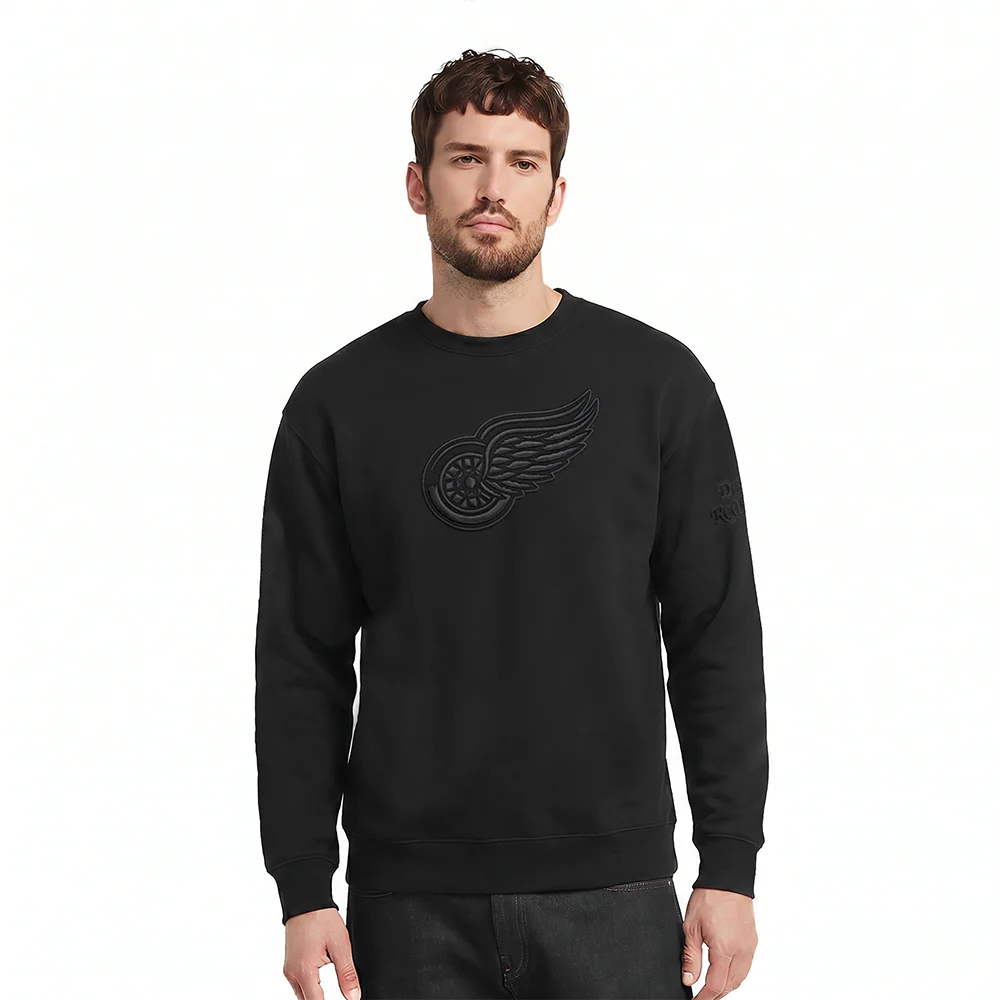 NHL DETROIT RED WINGS NEUTRAL DROP SHOULDER FLEECE CREWNECK (BLACK)