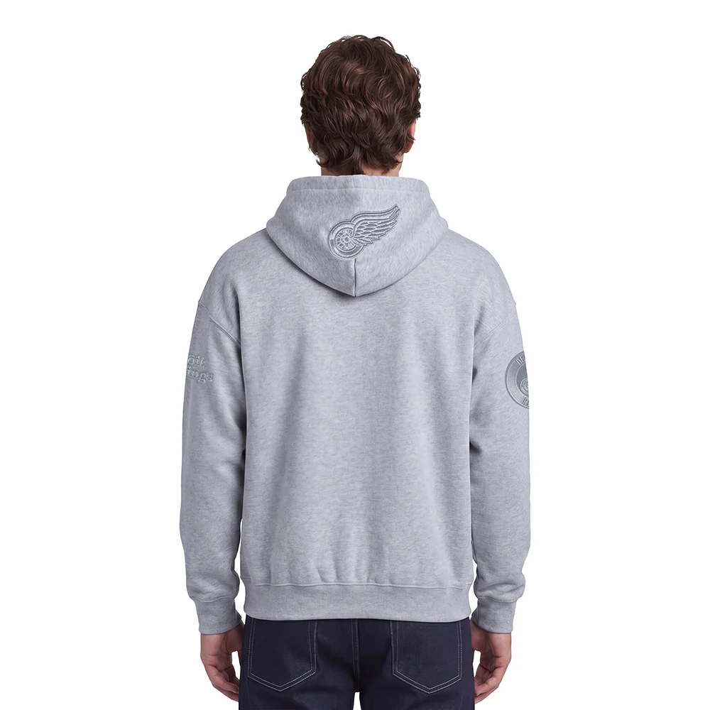 NHL DETROIT RED WINGS NEUTRAL MEN'S DROP SHOULDER PULLOVER HOODIE (DARK HEATHER GRAY) - Image 2
