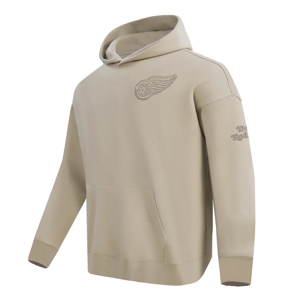 NHL DETROIT RED WINGS NEUTRAL DROP SHOULDER FLEECE PULLOVER HOODIE (TAUPE) - Image 4