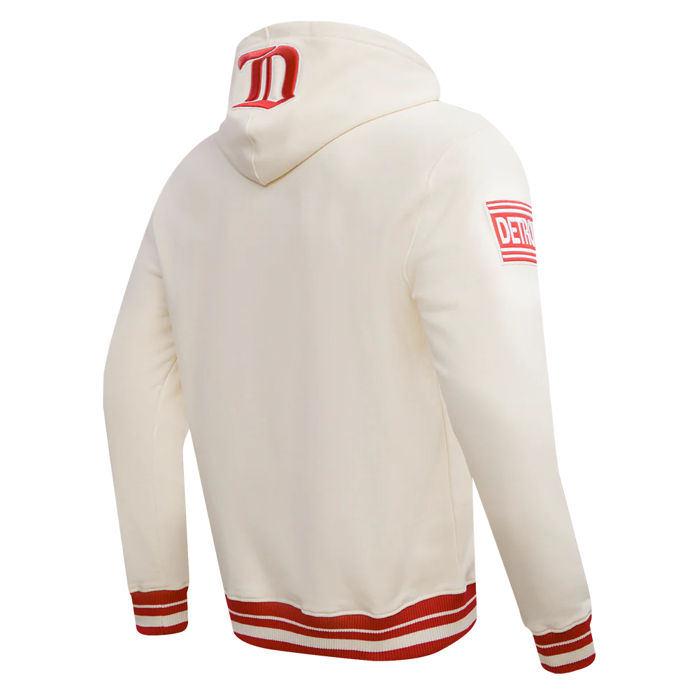 NHL DETROIT RED WINGS RETRO CLASSIC MEN'S PULLOVER HOODIE (EGGSHELL/ RED) - Image 11