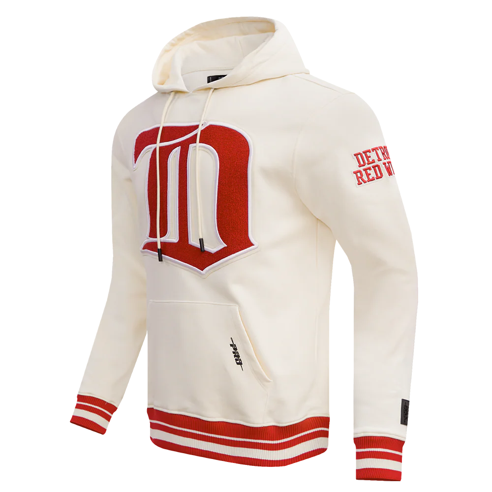 NHL DETROIT RED WINGS RETRO CLASSIC MEN'S PULLOVER HOODIE (EGGSHELL/ RED) - Image 2