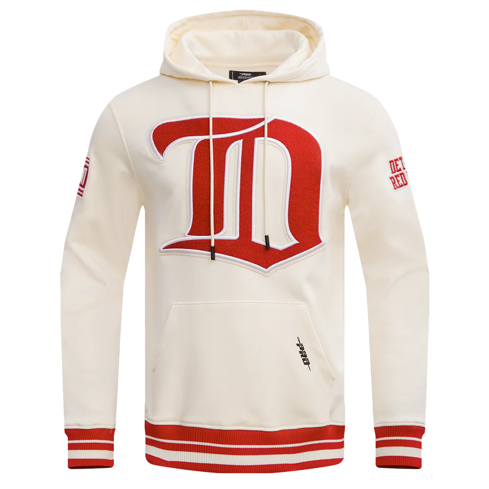 NHL DETROIT RED WINGS RETRO CLASSIC MEN'S PULLOVER HOODIE (EGGSHELL/ RED) - Image 9