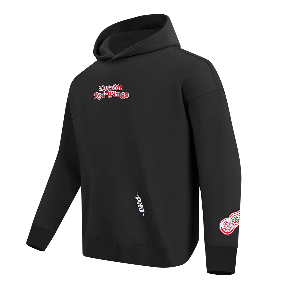 NHL DETROIT RED WINGS WINGSPAN MEN'S DROP SHOULDER FLC PO HOODIE (BLACK) - Image 3