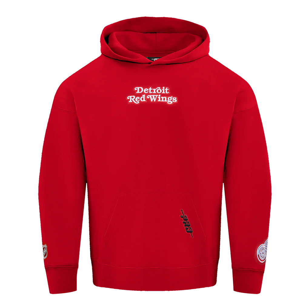 NHL DETROIT RED WINGS WINGSPAN MEN'S DROP SHOULDER FLEECE PULLOVER HOODIE (RED) - Image 3