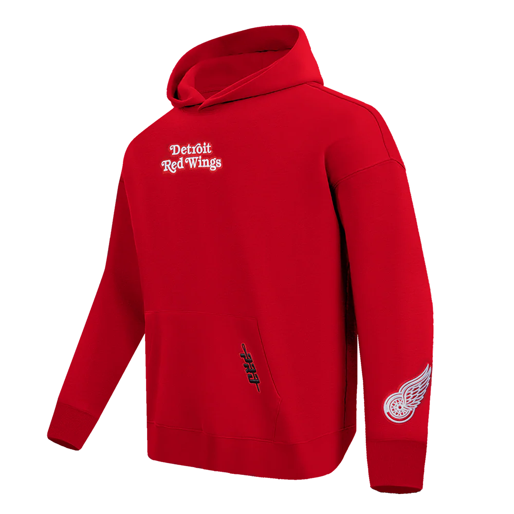 NHL DETROIT RED WINGS WINGSPAN MEN'S DROP SHOULDER FLEECE PULLOVER HOODIE (RED) - Image 4