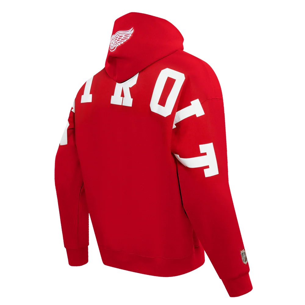 NHL DETROIT RED WINGS WINGSPAN MEN'S DROP SHOULDER FLEECE PULLOVER HOODIE (RED) - Image 6
