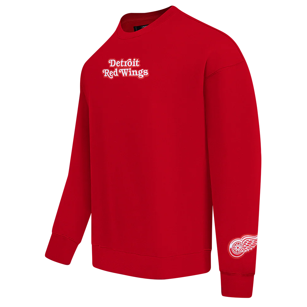 NHL DETROIT RED WINGS WINGSPAN MEN'S DROP SHOULDER FLEECE CREWNECK (RED) - Image 4