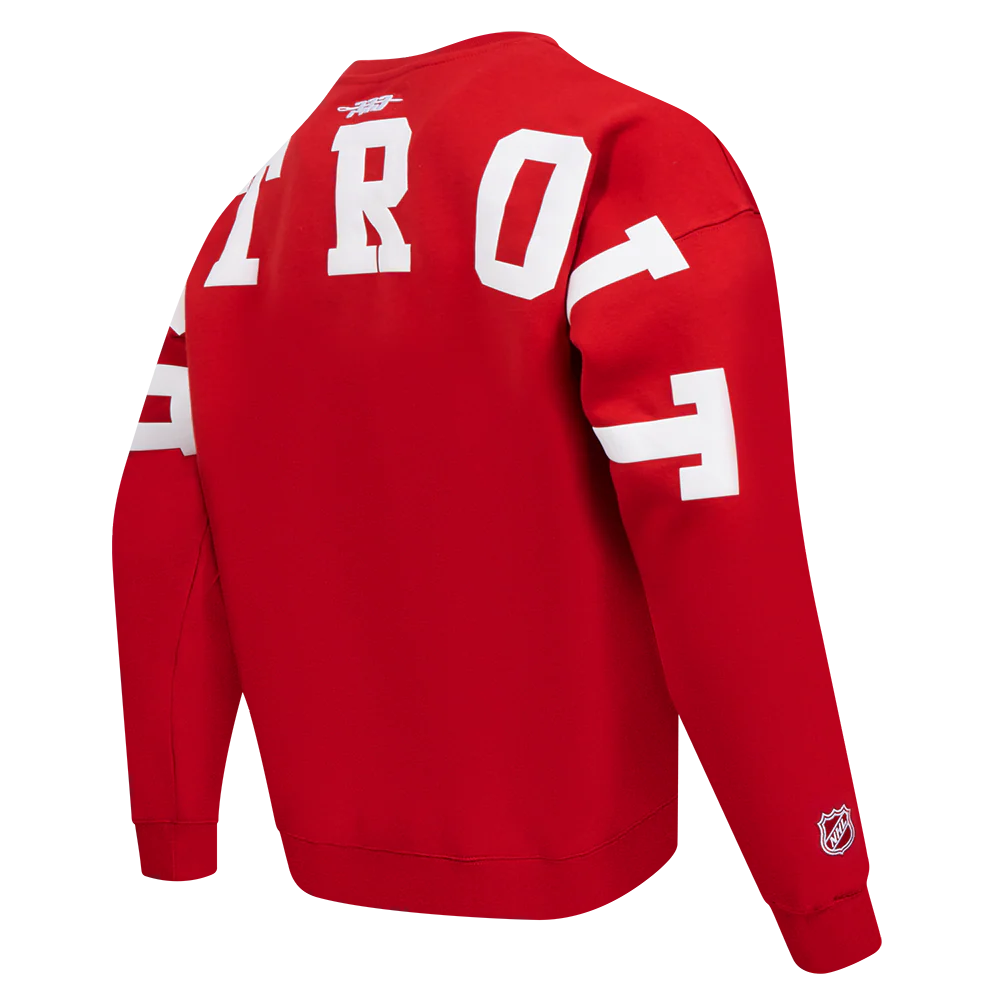 NHL DETROIT RED WINGS WINGSPAN MEN'S DROP SHOULDER FLEECE CREWNECK (RED) - Image 6
