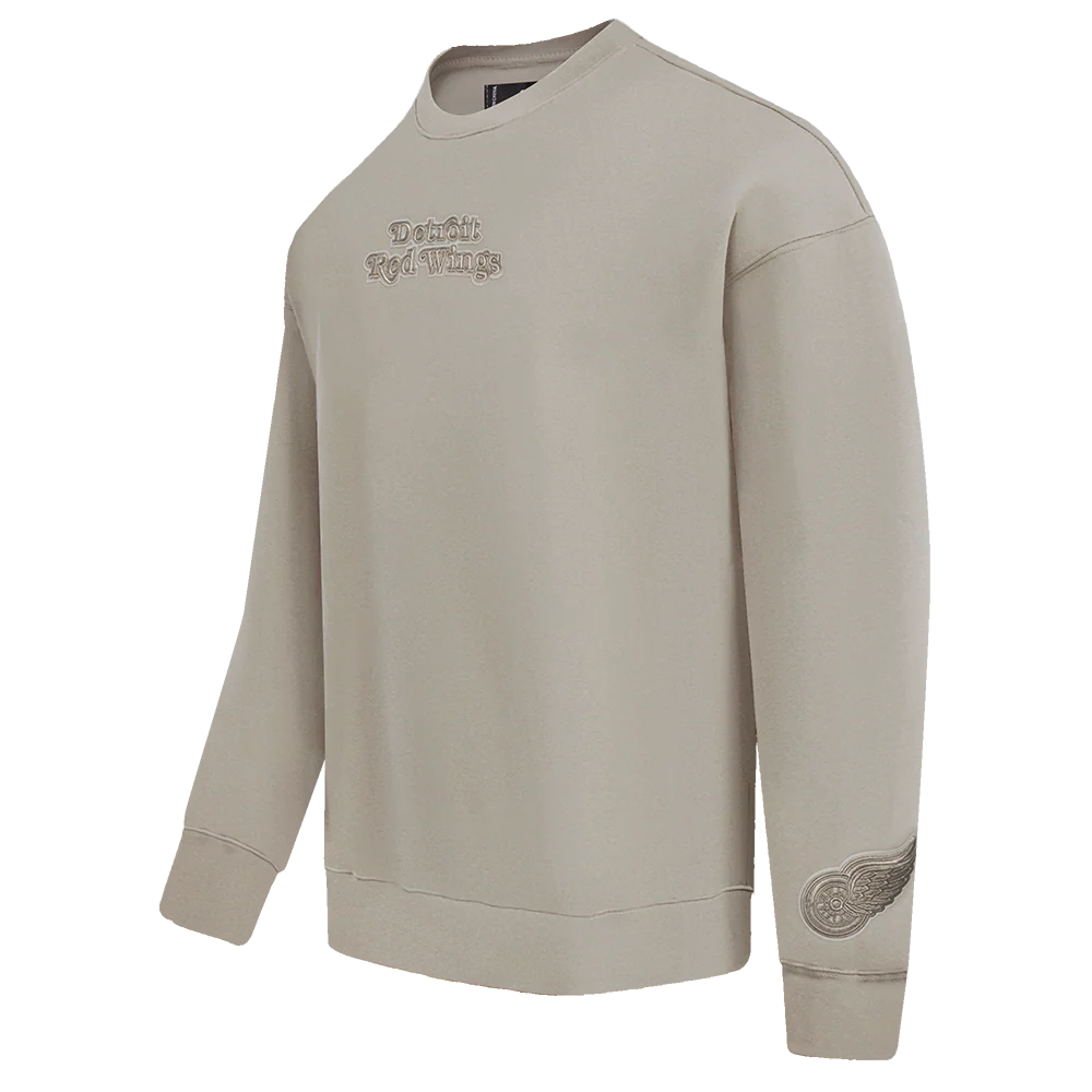 NHL DETROIT RED WINGS WINGSPAN MEN'S DROP SHOULDER FLEECE CREWNECK (TAUPE) - Image 4