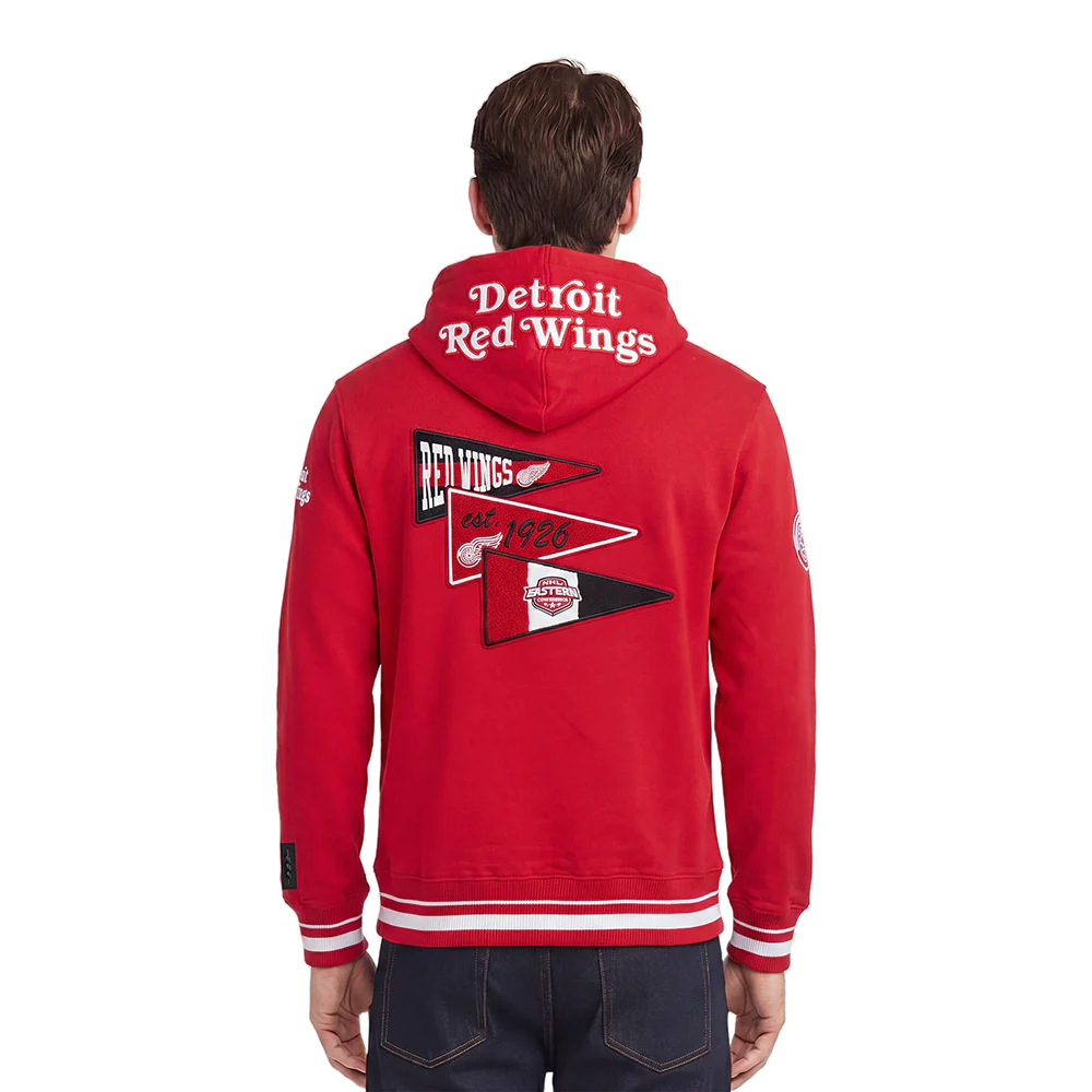 NHL DETROIT RED WINGS TEAM PENNATS MEN'S RIB FLC PO HOODIE (RED) - Image 2