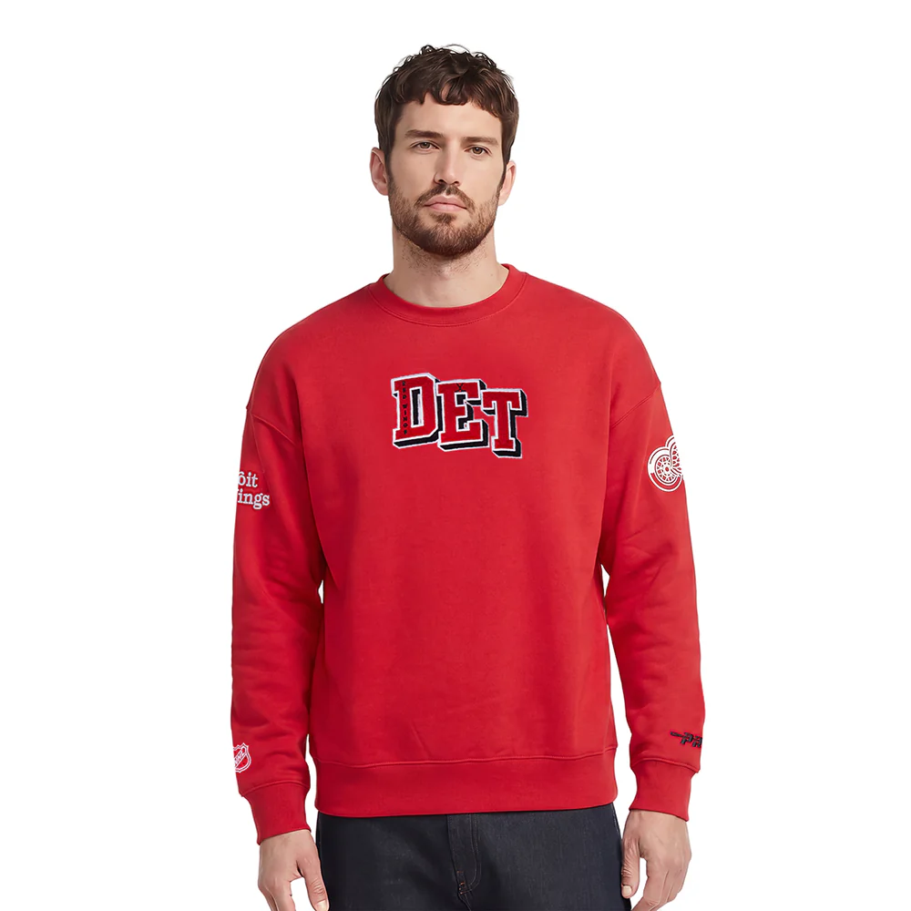 NHL DETROIT RED WINGS CITY SIGNATURE MEN'S DROP SHOULDER FLC CREWNEC (RED)