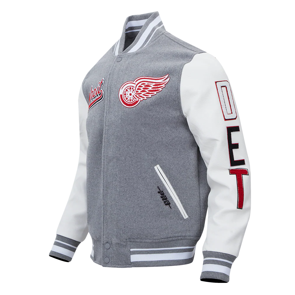 NHL DETROIT RED WINGS SCRIPT TAIL MEN'S RIB WOOL VARSITY (HEATHER GREY/WHITE) - Image 2