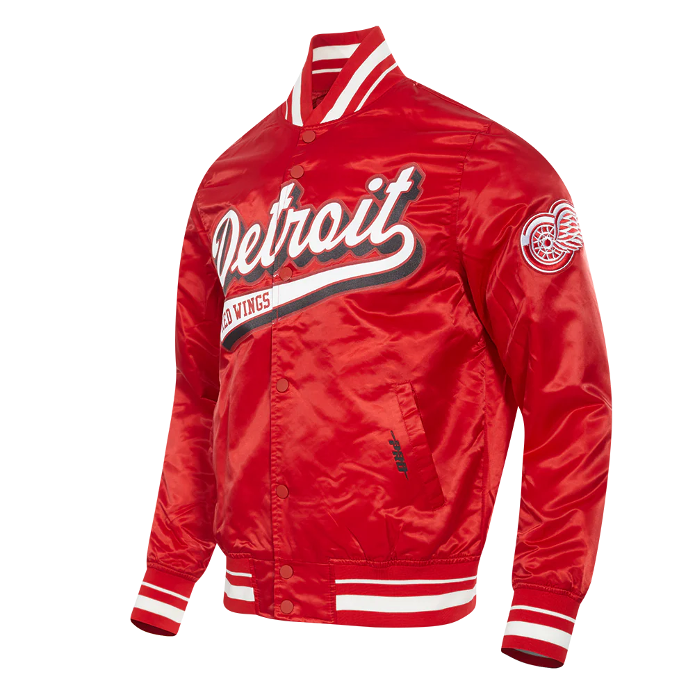 NHL DETROIT RED WINGS SCRIPT TAIL MEN'S SATIN JACKET (RED) - Image 2