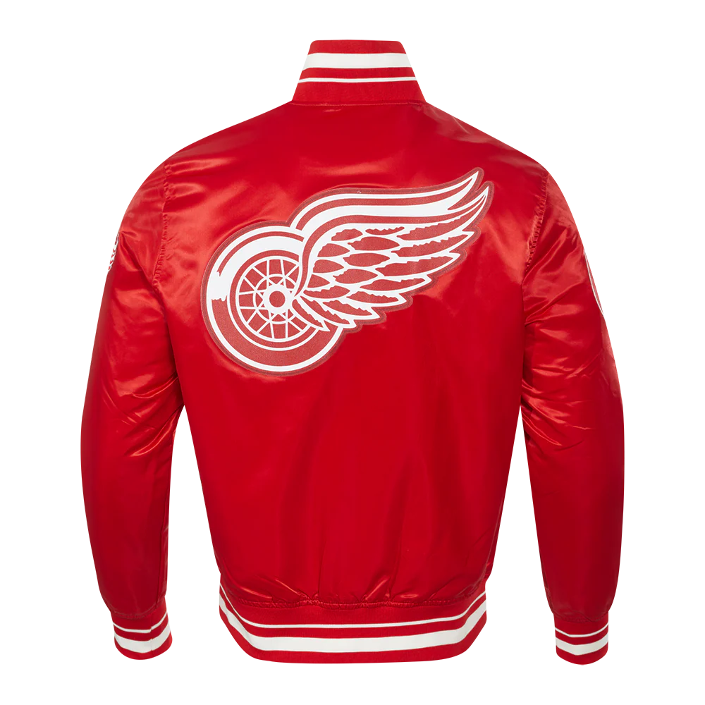 NHL DETROIT RED WINGS SCRIPT TAIL MEN'S SATIN JACKET (RED) - Image 3