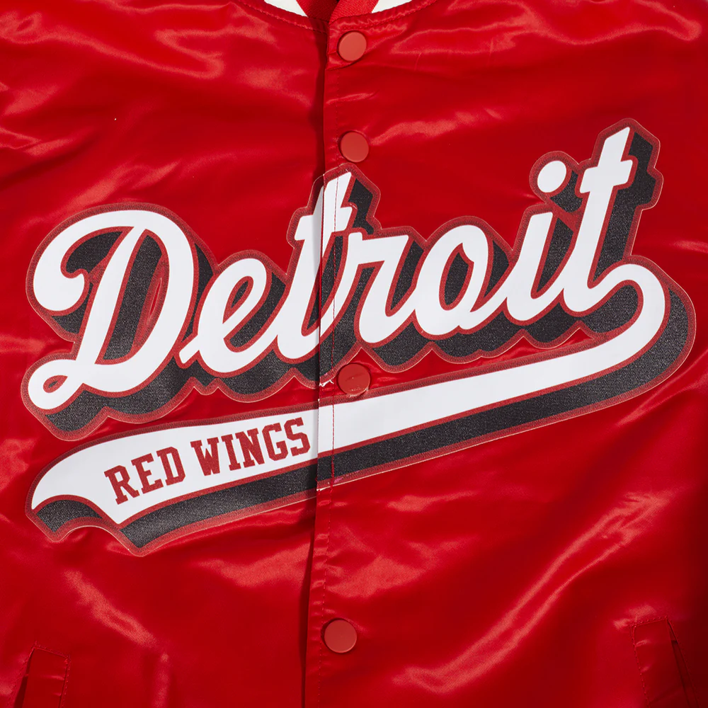 NHL DETROIT RED WINGS SCRIPT TAIL MEN'S SATIN JACKET (RED) - Image 5