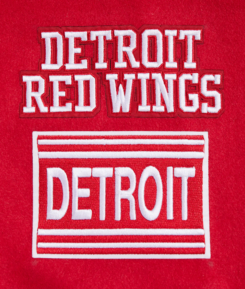 NHL DETROIT RED WINGS RETRO CLASSIC MEN'S RIB WOOL VARSITY JACKET (RED/WHITE) - Image 7