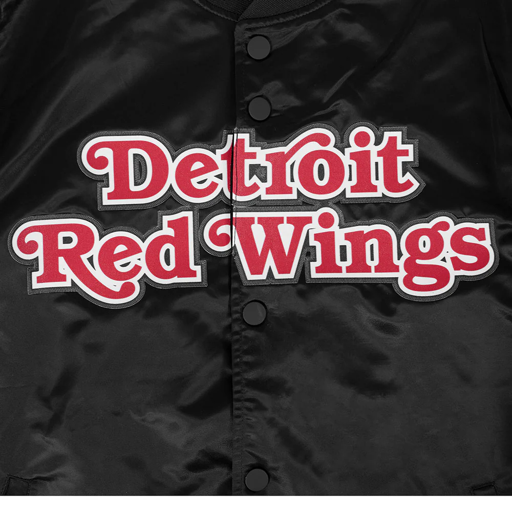 NHL DETROIT RED WINGS CLASSIC SATIN MEN'S JACKET (BLACK) - Image 7