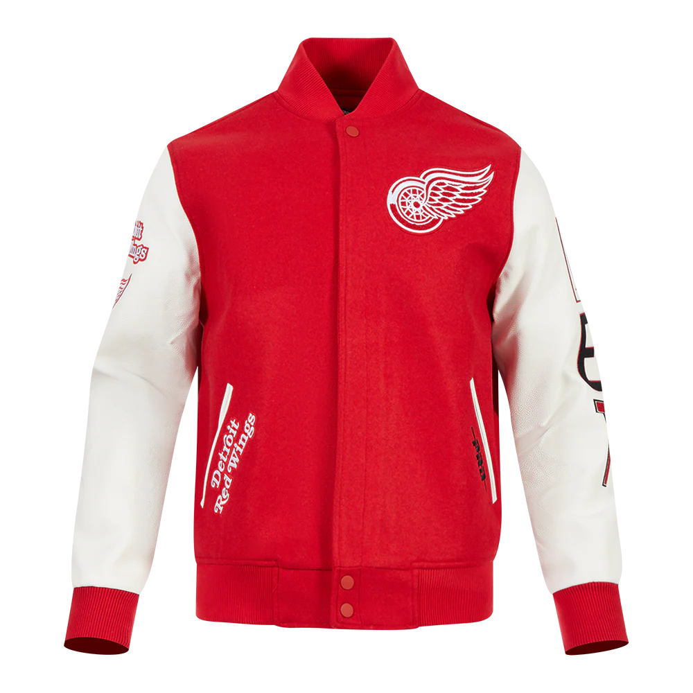 NHL DETROIT RED WINGS CLASSIC VARSITY MEN'S VARSITY JACKET (RED/WHITE)