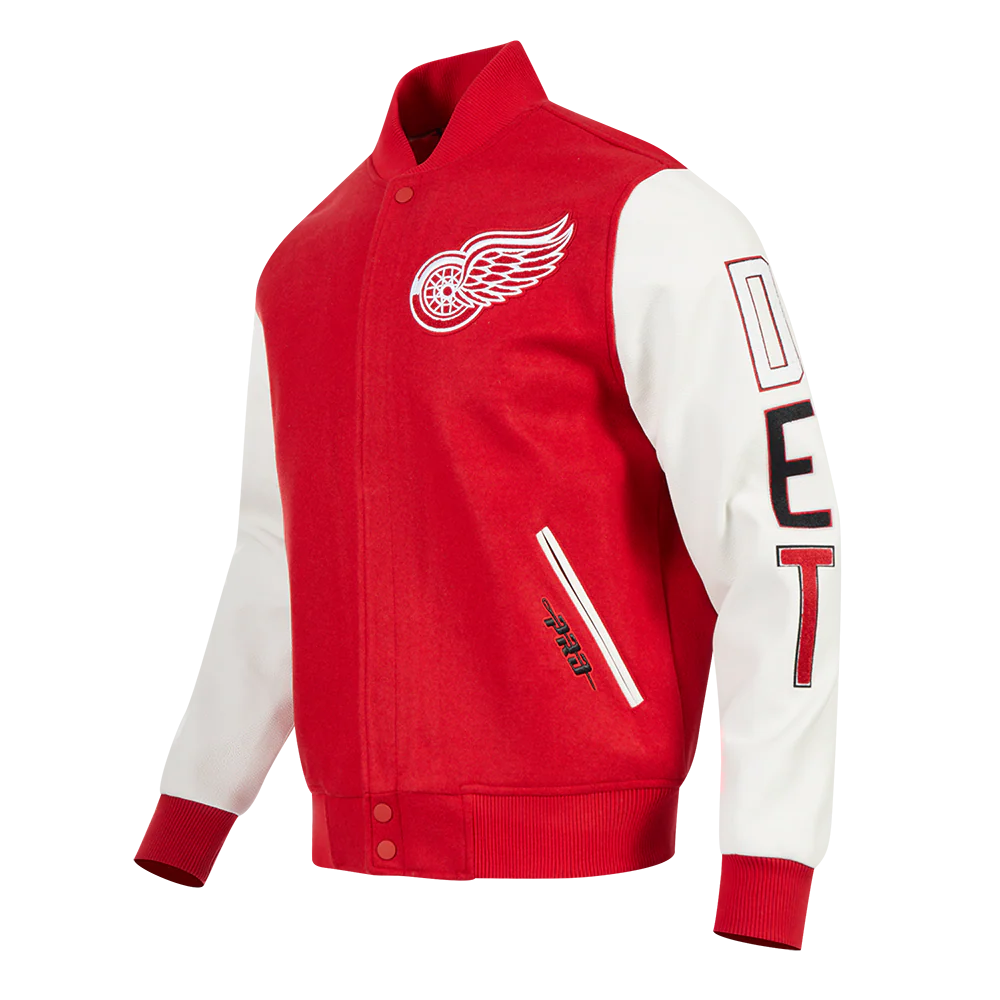 NHL DETROIT RED WINGS CLASSIC VARSITY MEN'S VARSITY JACKET (RED/WHITE) - Image 2