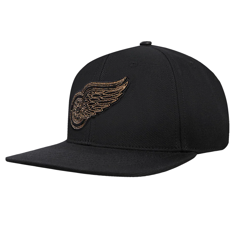 NHL DETROIT RED WINGS BLACK & GOLD WOOL SNAPBACK HAT (BLACK) - Image 3