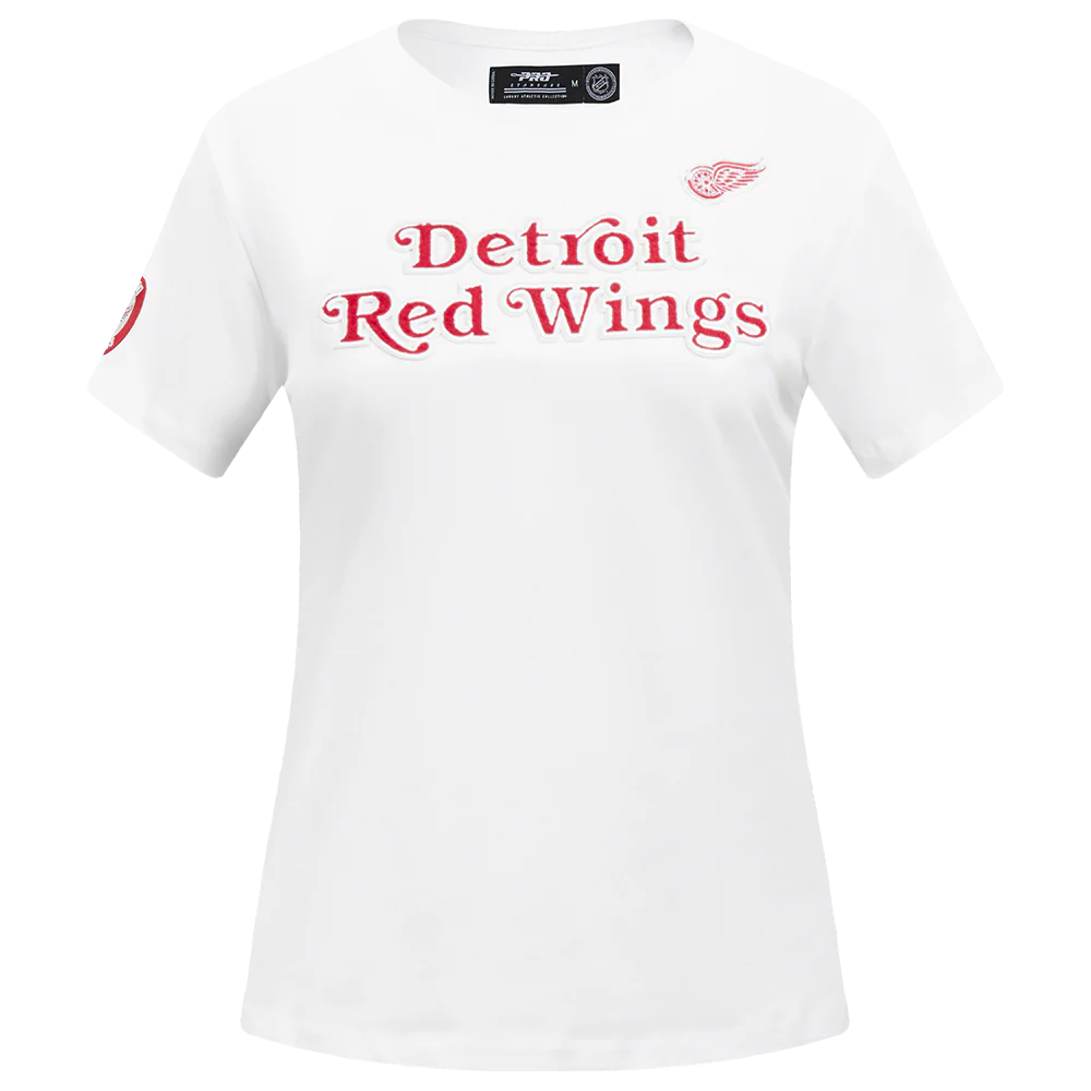 NHL DETROIT RED WINGS CLASSIC SHORT SLEEVE WOMEN'S SINGLE JERSEY SLIM FIT TEE (WHITE)