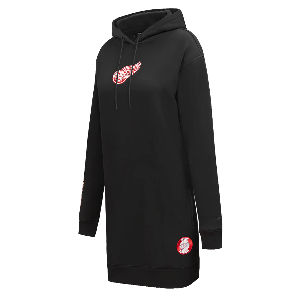 NHL DETROIT RED WINGS CLASSIC WOMEN'S FLEECE HOODIE DRESS (BLACK) - Image 2