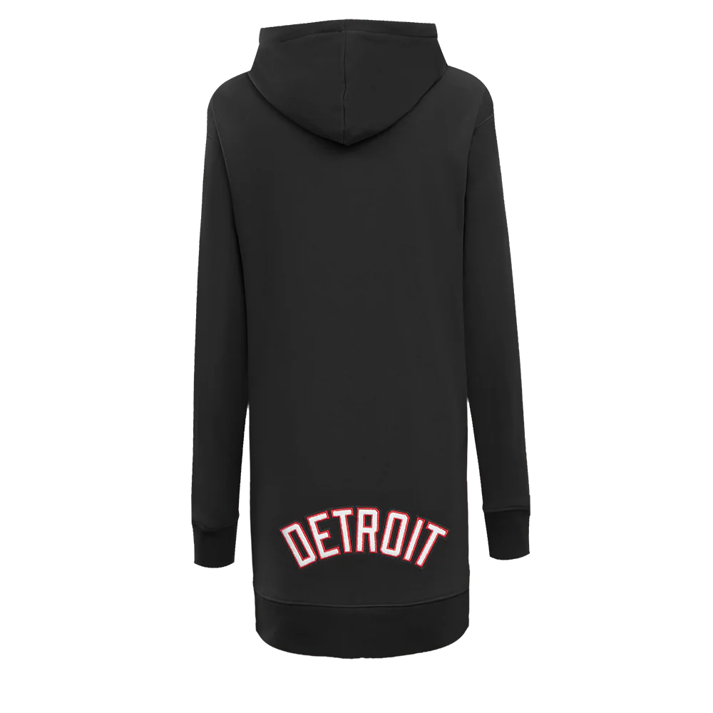 NHL DETROIT RED WINGS CLASSIC WOMEN'S FLEECE HOODIE DRESS (BLACK) - Image 3