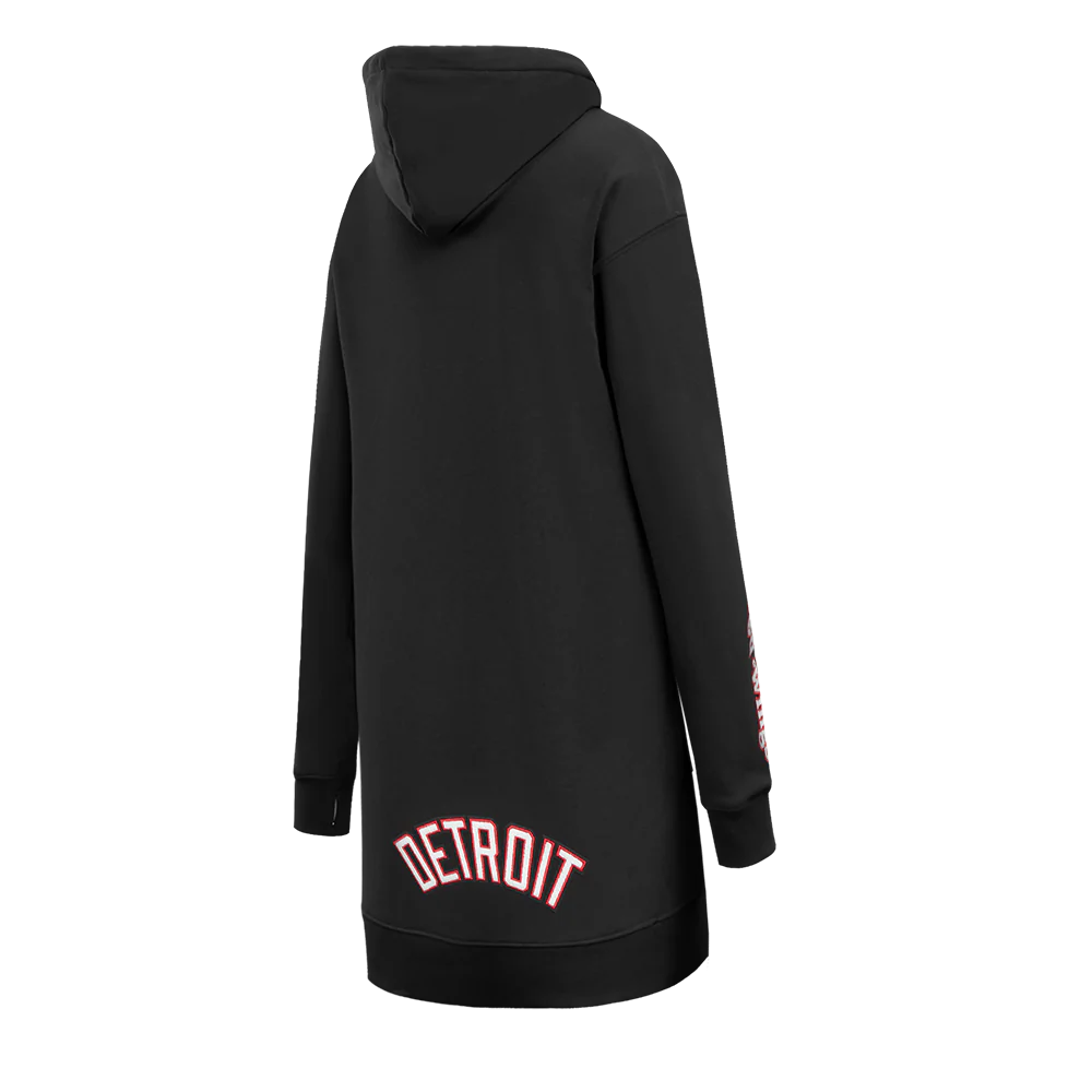 NHL DETROIT RED WINGS CLASSIC WOMEN'S FLEECE HOODIE DRESS (BLACK) - Image 4