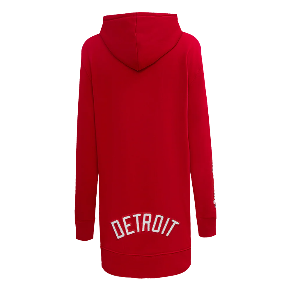 NHL DETROIT RED WINGS CLASSIC WOMEN'S FLEECE HOODIE DRESS (RED) - Image 3