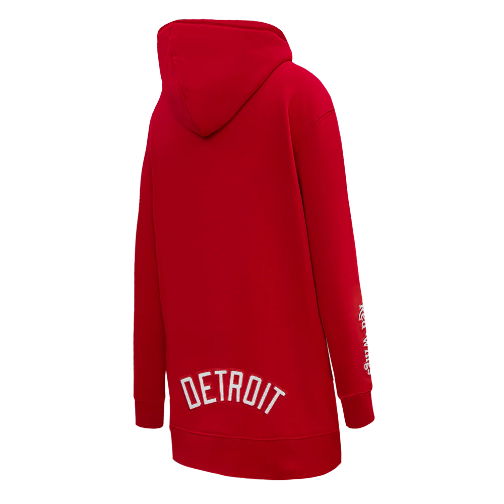 NHL DETROIT RED WINGS CLASSIC WOMEN'S FLEECE HOODIE DRESS (RED) - Image 4