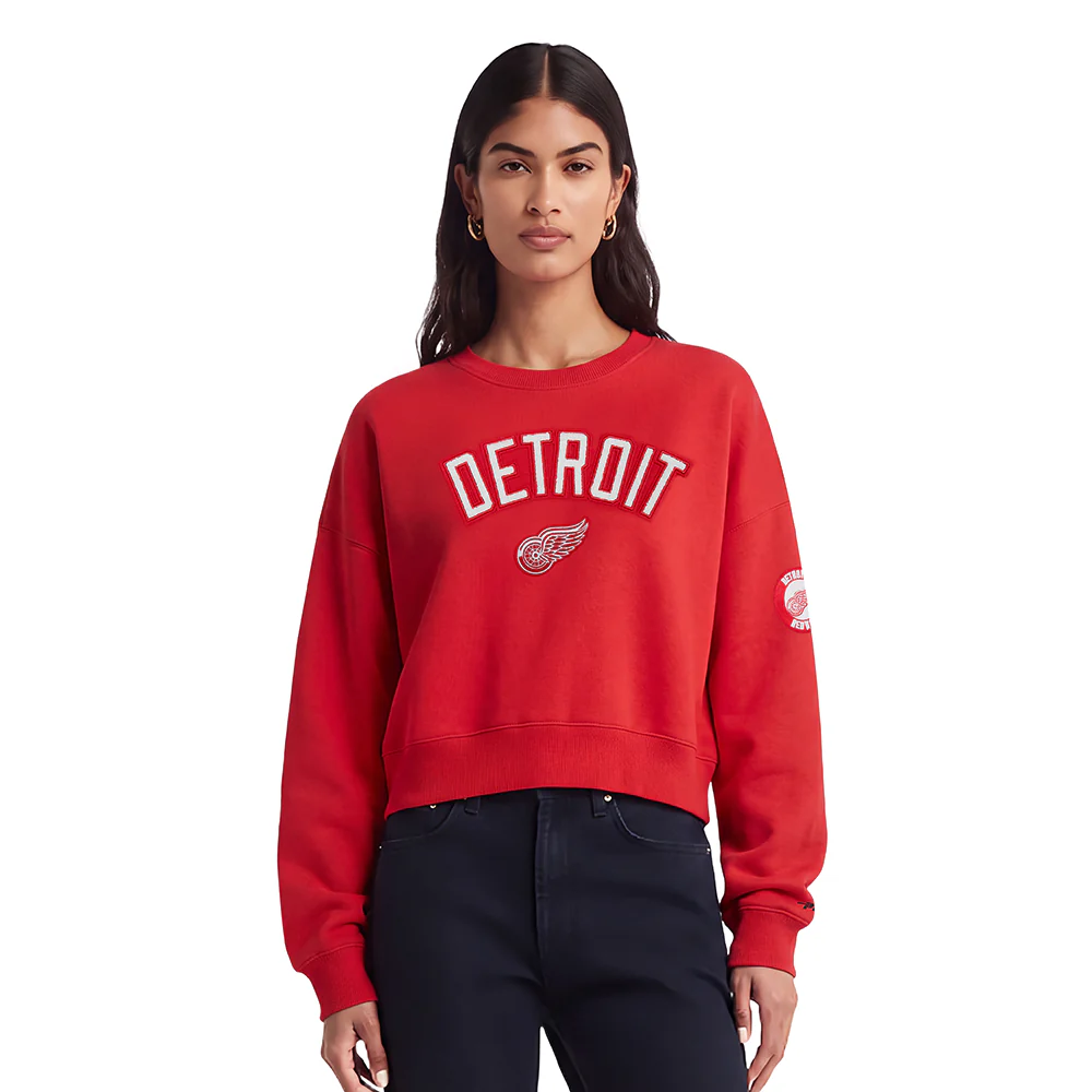 NHL DETROIT RED WINGS CLASSIC WOMEN'S FLEECE CREWNECK (RED)