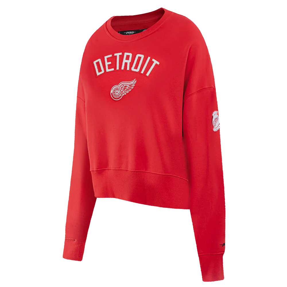 NHL DETROIT RED WINGS CLASSIC WOMEN'S FLEECE CREWNECK (RED) - Image 4