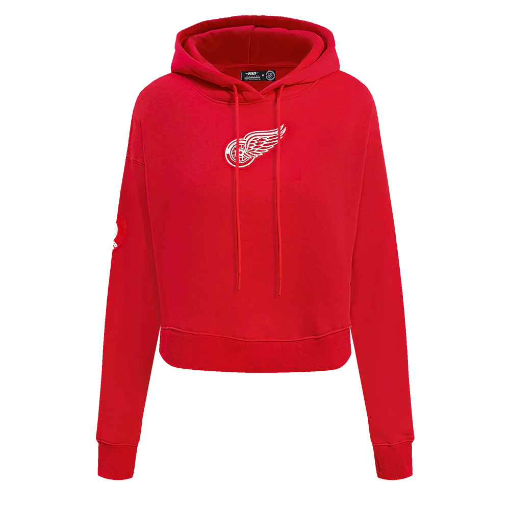 NHL DETROIT RED WINGS CLASSIC WOMEN'S FLEECE CROPPED PULLOVER HOODIE (RED) - Image 3