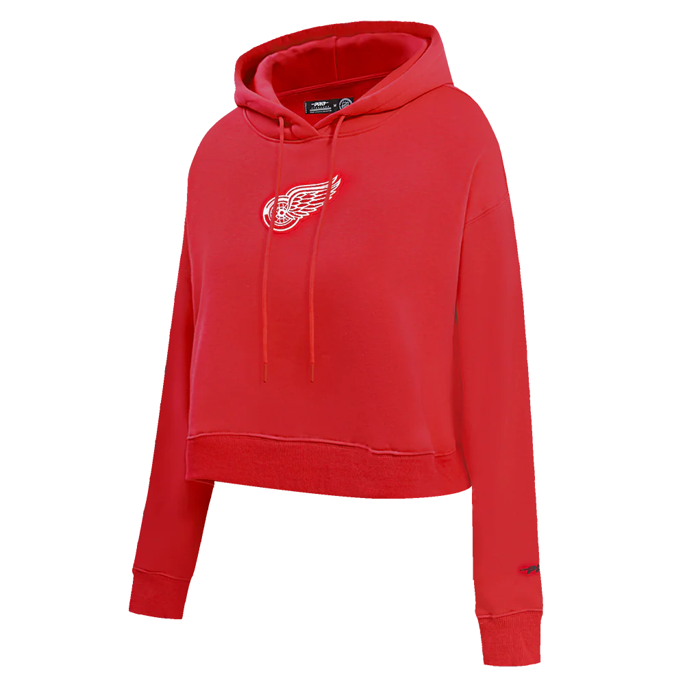 NHL DETROIT RED WINGS CLASSIC WOMEN'S FLEECE CROPPED PULLOVER HOODIE (RED) - Image 4