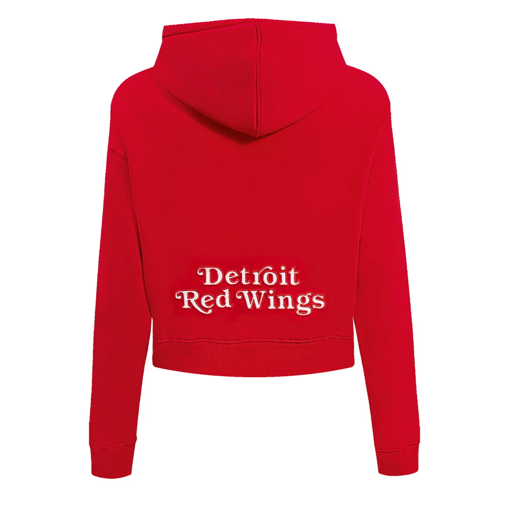 NHL DETROIT RED WINGS CLASSIC WOMEN'S FLEECE CROPPED PULLOVER HOODIE (RED) - Image 5