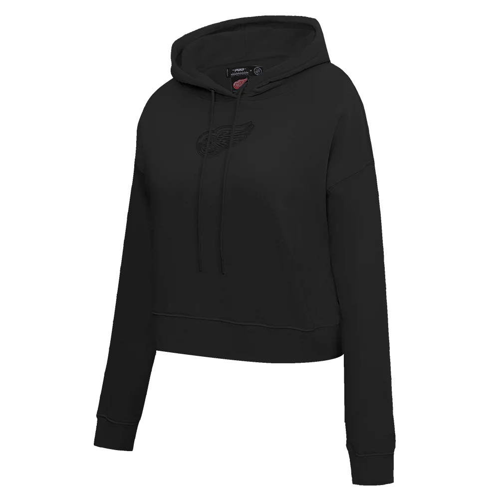 NHL DETROIT RED WINGS NEUTRAL WOMEN'S CROPPED PULLOVER HOODIE (BLACK) - Image 2