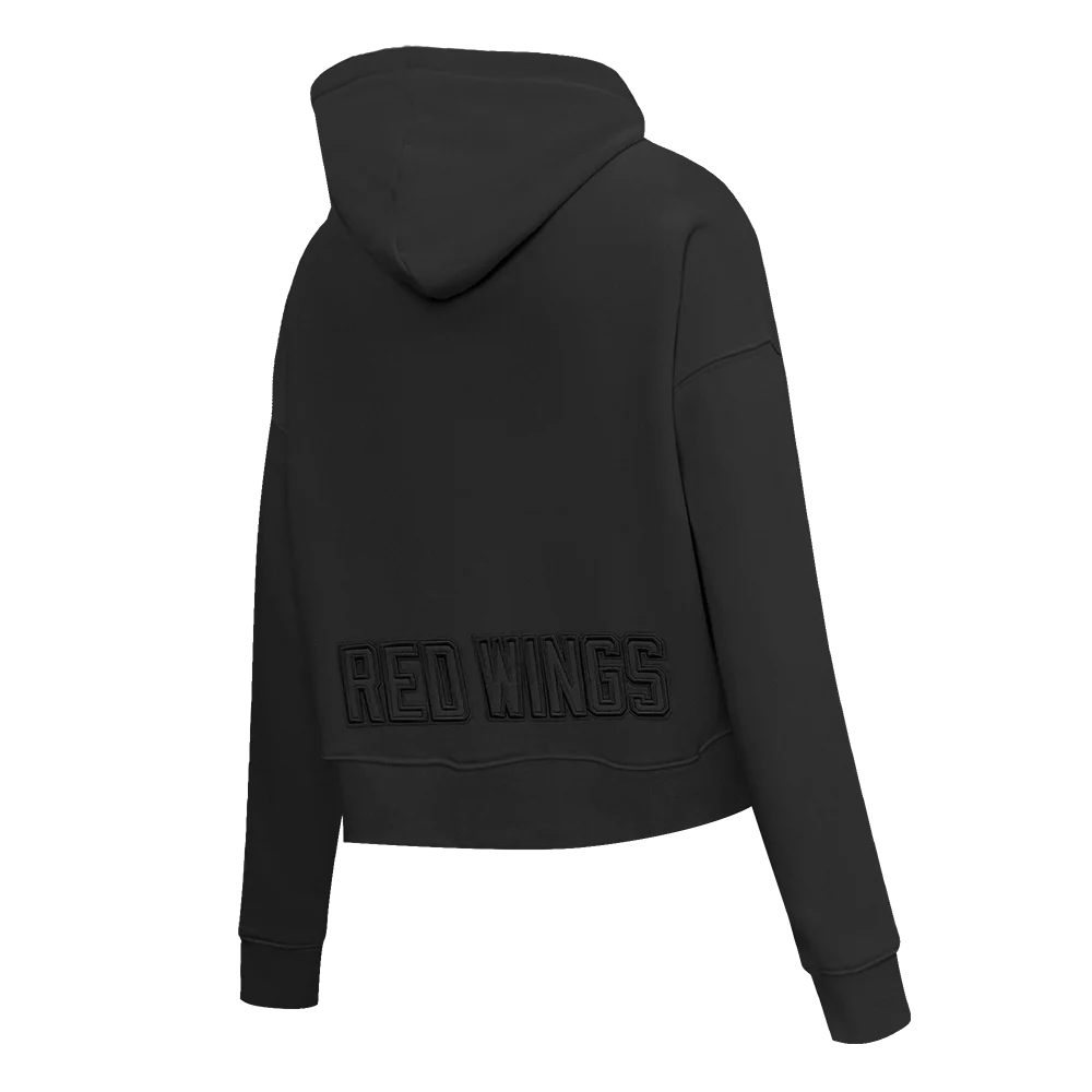 NHL DETROIT RED WINGS NEUTRAL WOMEN'S CROPPED PULLOVER HOODIE (BLACK) - Image 4