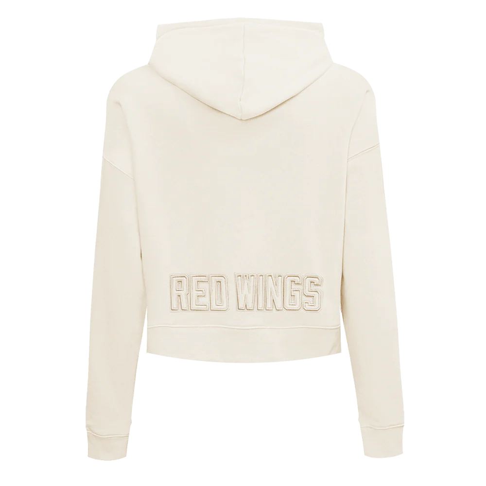 NHL DETROIT RED WINGS NEUTRAL WOMEN'S CROPPED PULLOVER HOODIE (EGGSHELL) - Image 3
