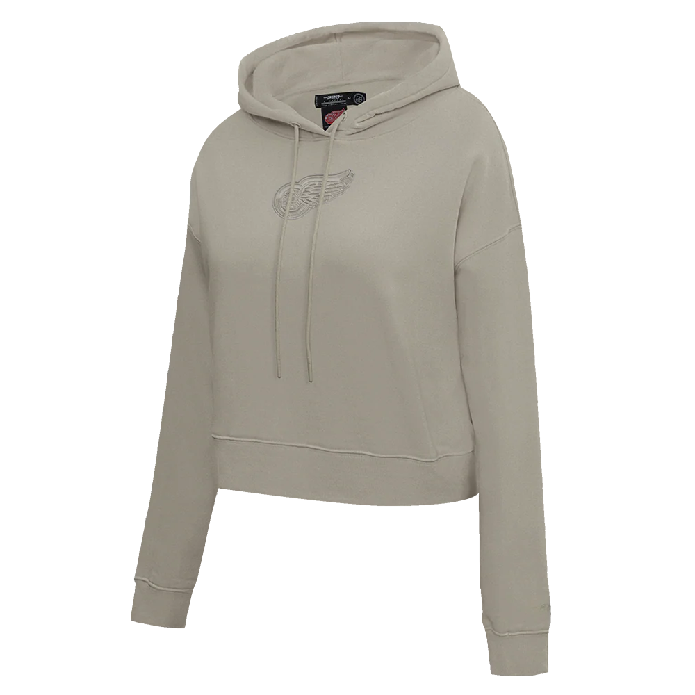 NHL DETROIT RED WINGS NEUTRAL WOMEN'S CROPPED PULLOVER HOODIE (TAUPE) - Image 2