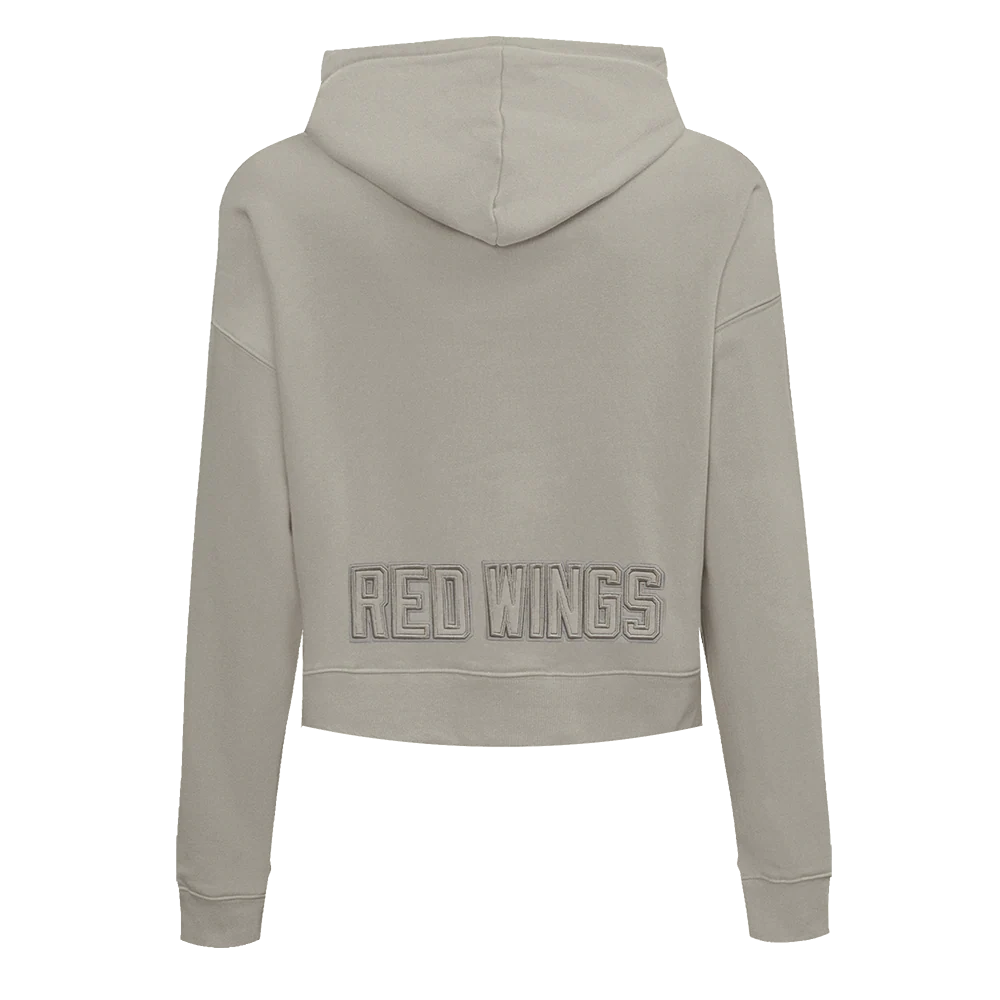 NHL DETROIT RED WINGS NEUTRAL WOMEN'S CROPPED PULLOVER HOODIE (TAUPE) - Image 3