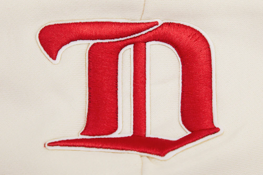 NHL DETROIT RED WINGS RETRO CLASSIC WOMEN'S RIB CROPPED PULLOVER HOODIE (EGGSHELL/ RED) - Image 5