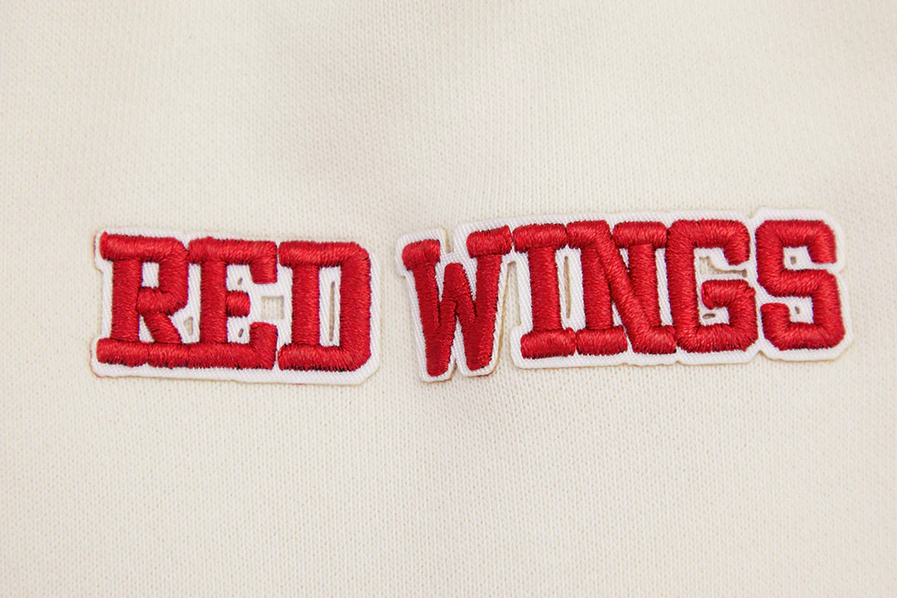 NHL DETROIT RED WINGS RETRO CLASSIC WOMEN'S RIB CROPPED PULLOVER HOODIE (EGGSHELL/ RED) - Image 6